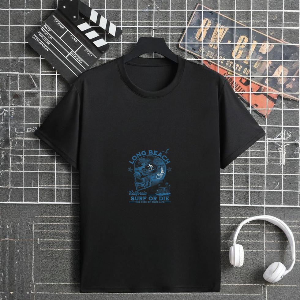 California Long Beach Surfing Girl Pacific Ocean Surf Board T-Shirt