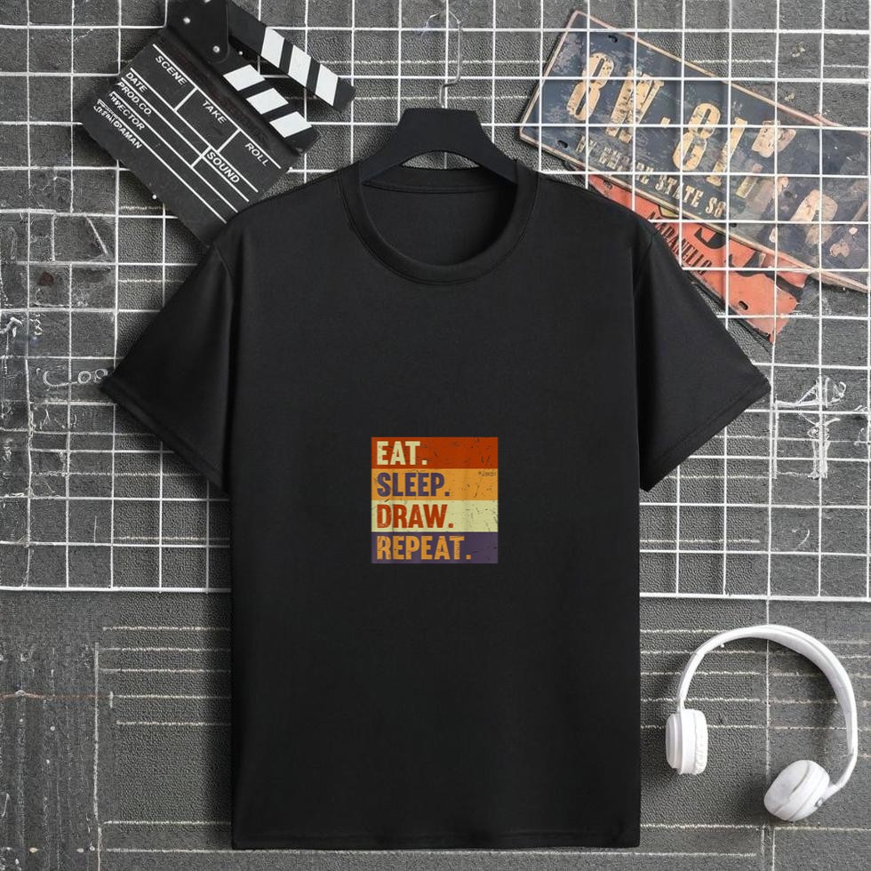 Eat Sleep Draw Repeat Funny Retro Vintage Art Drawing Artist T-Shirt