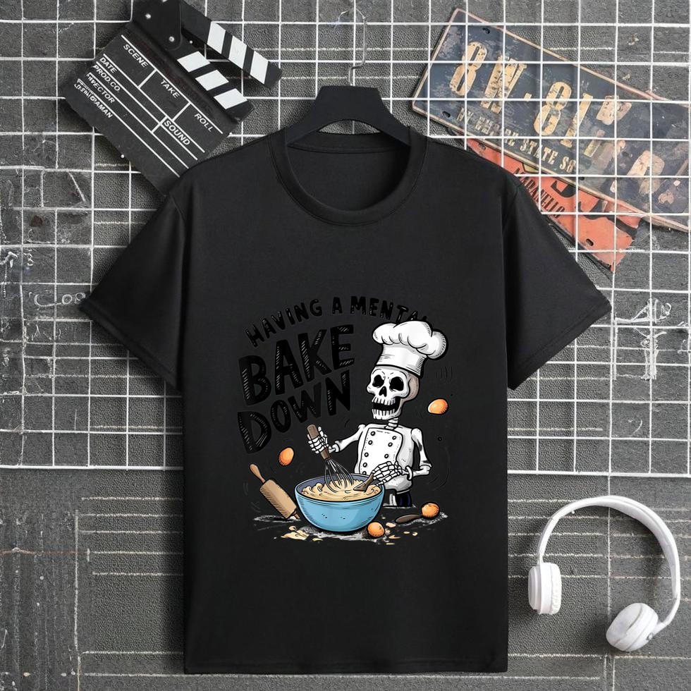 Having A Mental Bake Down Chef Skeleton Funny Baking T-Shirt